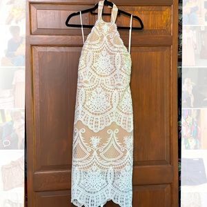Lulu White lace halter dress